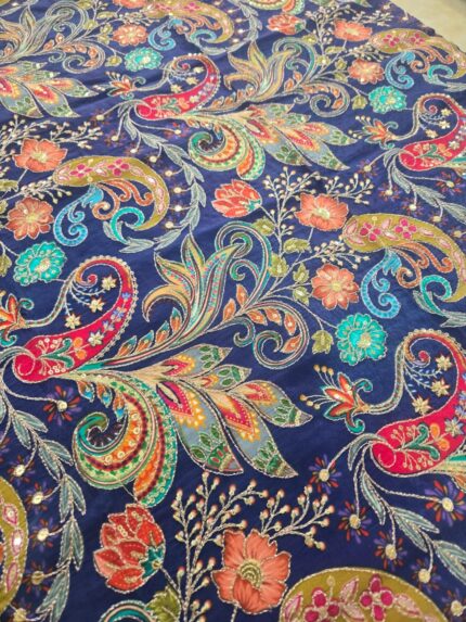 Kalamkari Position Work Crepe - Navy Blue