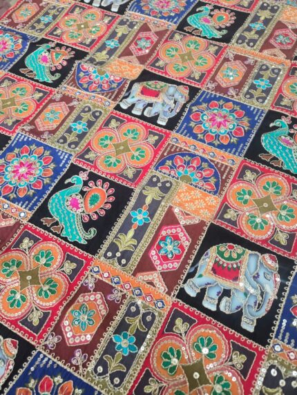 Kalamkari Position Work Crepe - Black